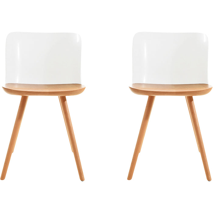 Contemporary Style Acrylic Low Back Wooden Legs Dining Chairs