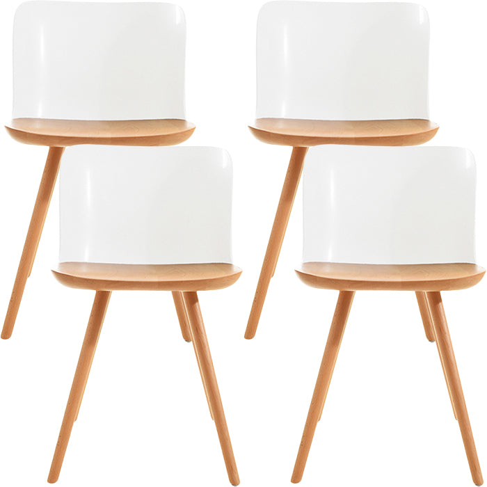Contemporary Style Acrylic Low Back Wooden Legs Dining Chairs