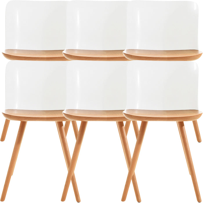 Contemporary Style Acrylic Low Back Wooden Legs Dining Chairs