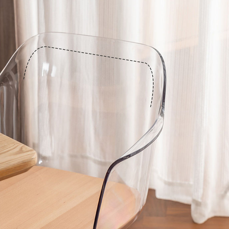 Contemporary Style Acrylic Low Back Wooden Legs Dining Chairs