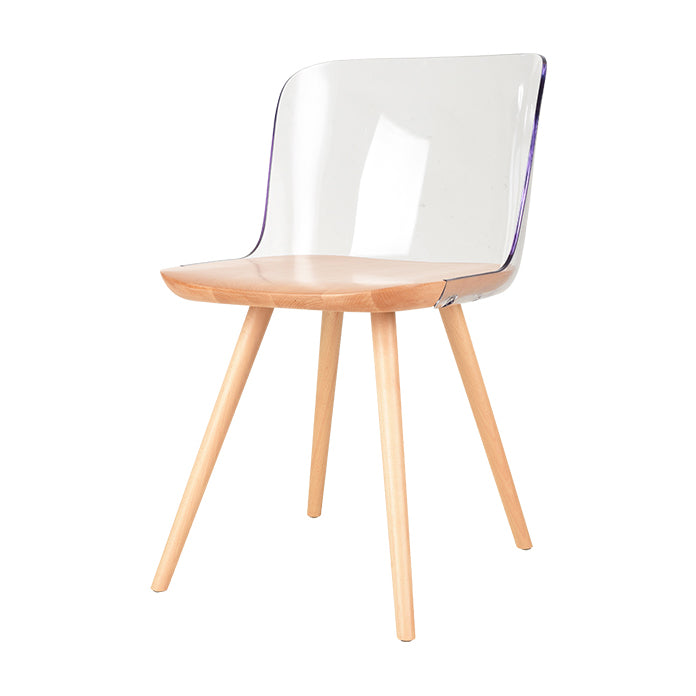 Contemporary Style Acrylic Low Back Wooden Legs Dining Chairs