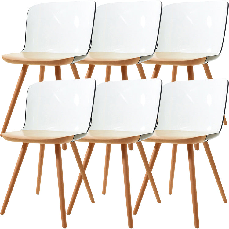 Contemporary Style Acrylic Low Back Wooden Legs Dining Chairs