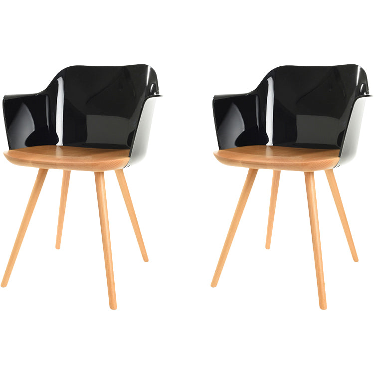 Contemporary Style Acrylic Low Back Wooden Legs Dining Chairs
