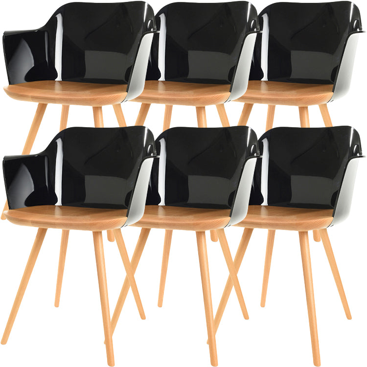 Contemporary Style Acrylic Low Back Wooden Legs Dining Chairs