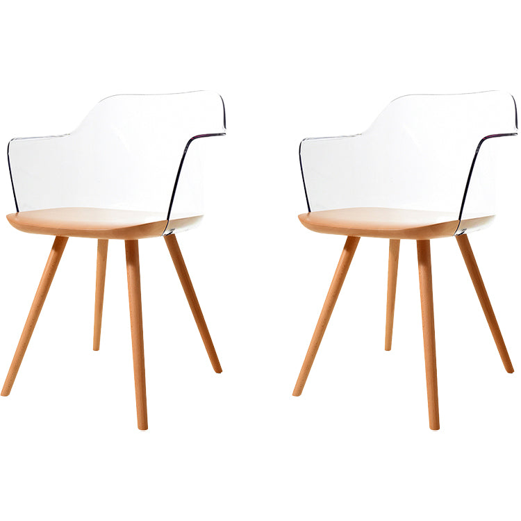 Contemporary Style Acrylic Low Back Wooden Legs Dining Chairs