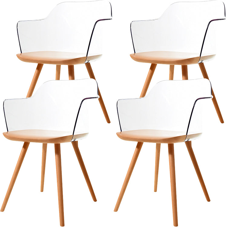 Contemporary Style Acrylic Low Back Wooden Legs Dining Chairs