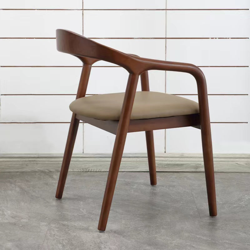 Contemporary Style Open Back Solid Wood Home Dining Arm Chair