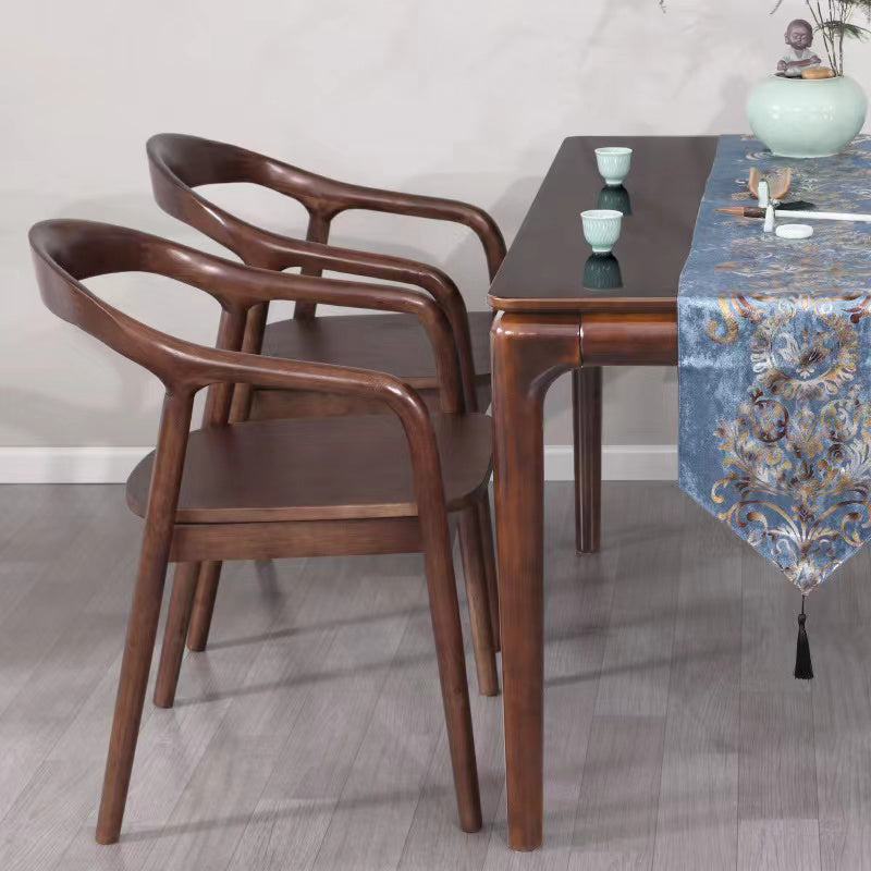 Contemporary Style Open Back Solid Wood Home Dining Arm Chair