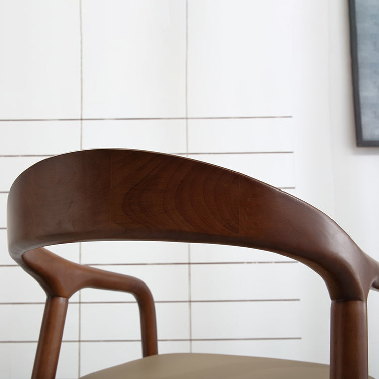 Contemporary Style Open Back Solid Wood Home Dining Arm Chair