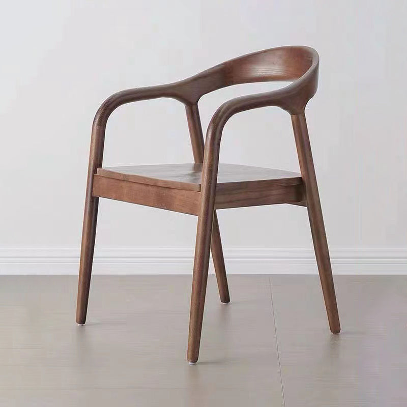 Contemporary Style Open Back Solid Wood Home Dining Arm Chair