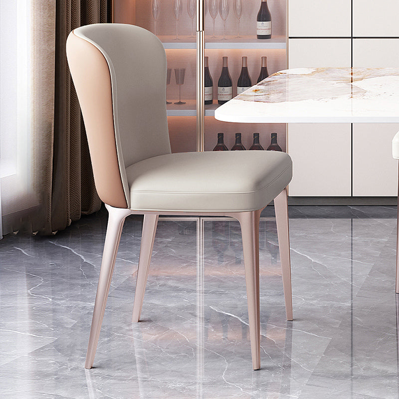 Glam Style Upholstered Parsons Metal Legs Home Dining Side Chair
