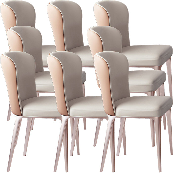 Glam Style Upholstered Parsons Metal Legs Home Dining Side Chair