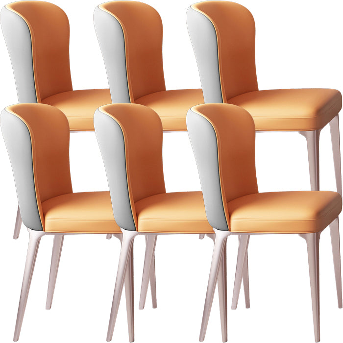 Glam Style Upholstered Parsons Metal Legs Home Dining Side Chair