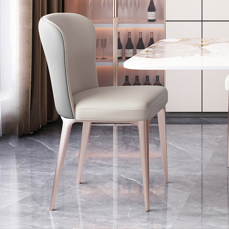Glam Style Upholstered Parsons Metal Legs Home Dining Side Chair