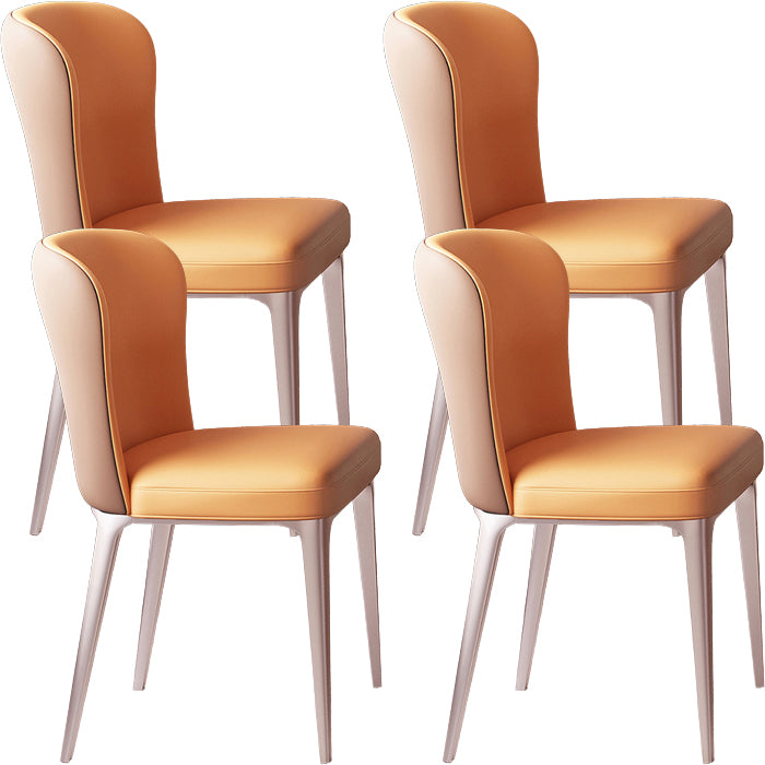 Glam Style Upholstered Parsons Metal Legs Home Dining Side Chair