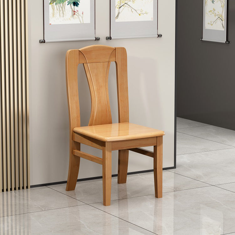 Contemporary Dining Room Rubberwood Slat Back Armless Dining Chair