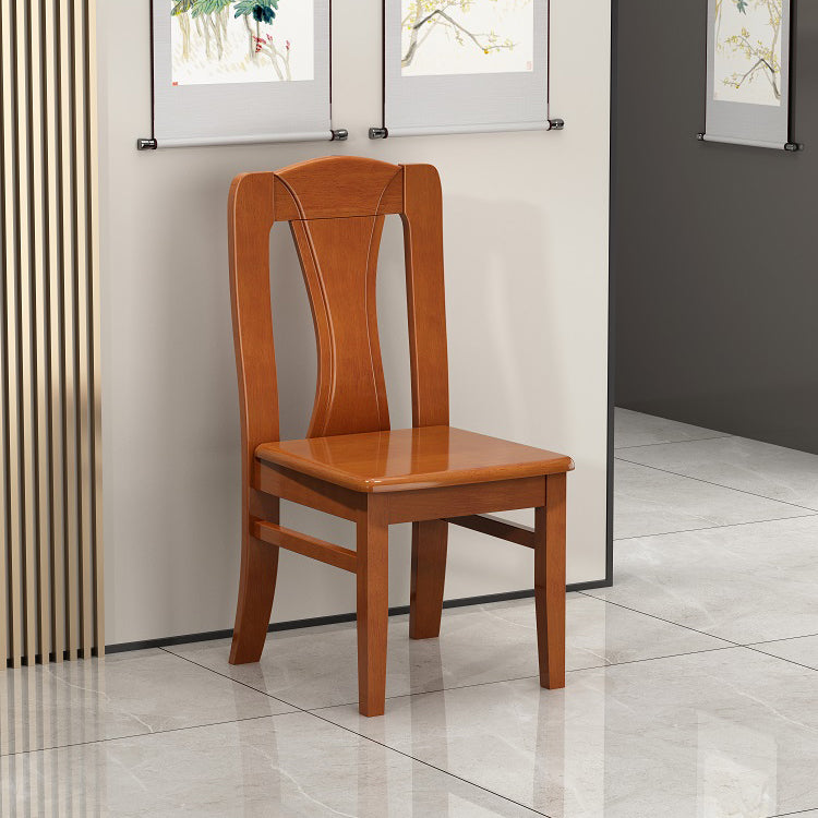 Contemporary Dining Room Rubberwood Slat Back Armless Dining Chair