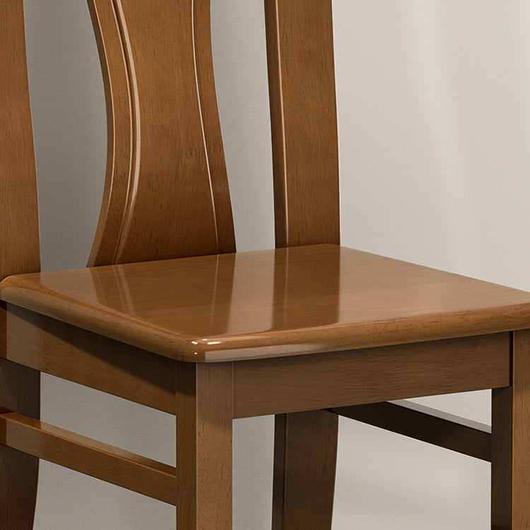 Contemporary Dining Room Rubberwood Slat Back Armless Dining Chair