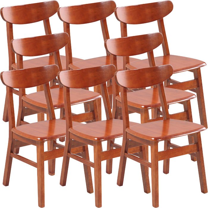 Contemporary Dining Room Rubberwood Slat Back Armless Dining Chair