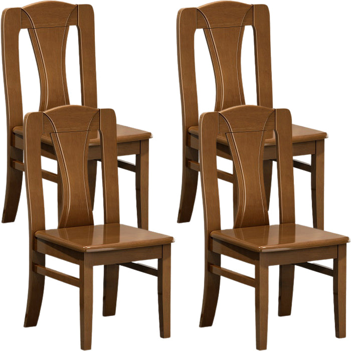 Contemporary Dining Room Rubberwood Slat Back Armless Dining Chair