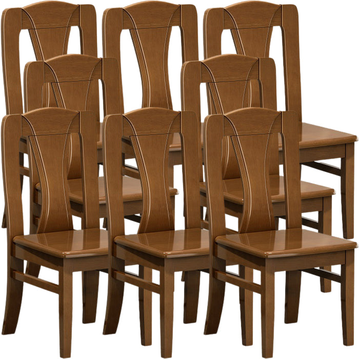 Contemporary Dining Room Rubberwood Slat Back Armless Dining Chair