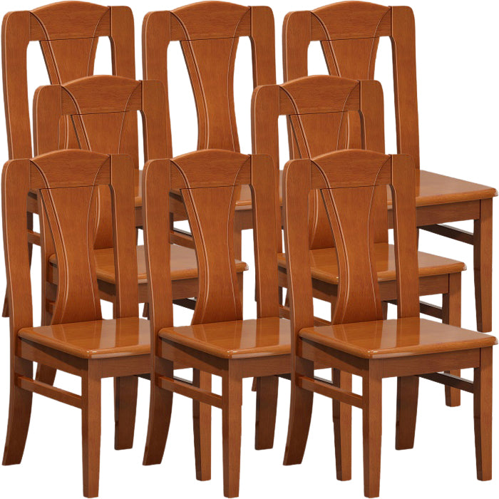 Contemporary Dining Room Rubberwood Slat Back Armless Dining Chair