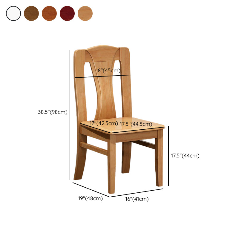 Contemporary Dining Room Rubberwood Slat Back Armless Dining Chair