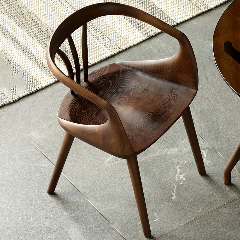 Contemporary Style Open Back Solid Wood Dining Arm Chair for Home