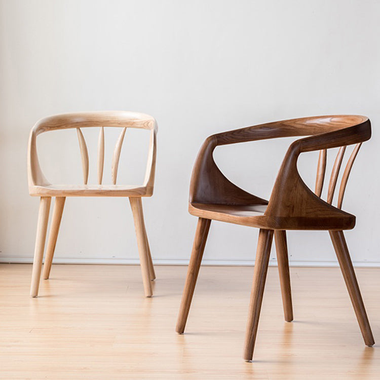 Contemporary Style Open Back Solid Wood Dining Arm Chair for Home