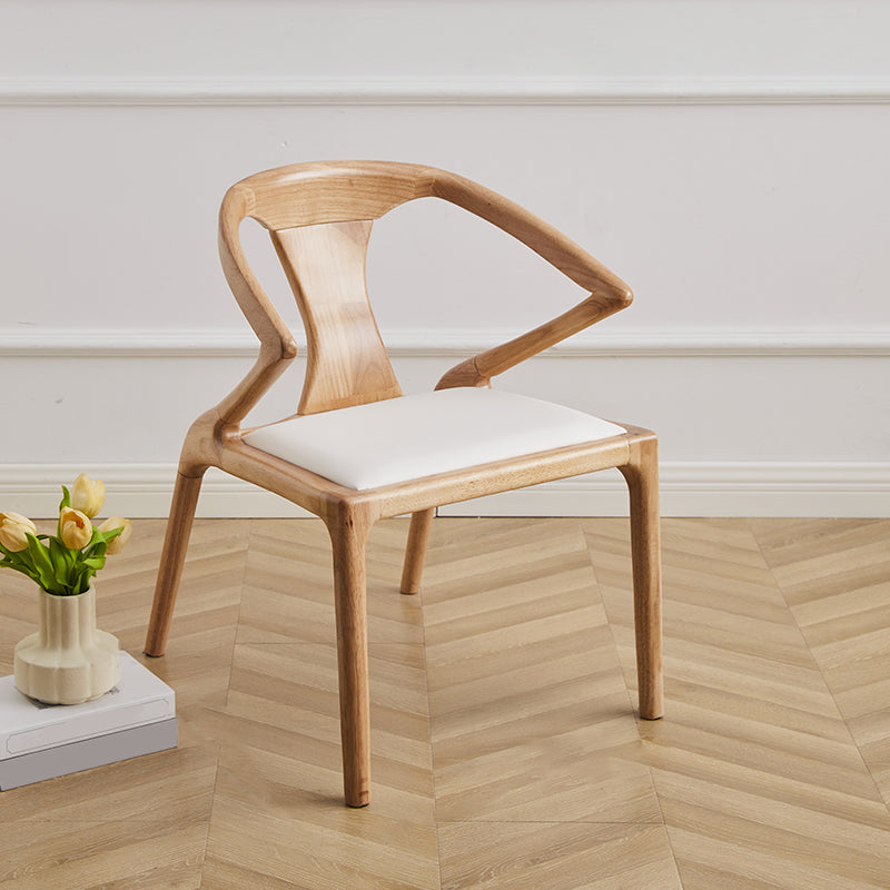 Contemporary Style Open Back Solid Wood Dining Arm Chair for Home
