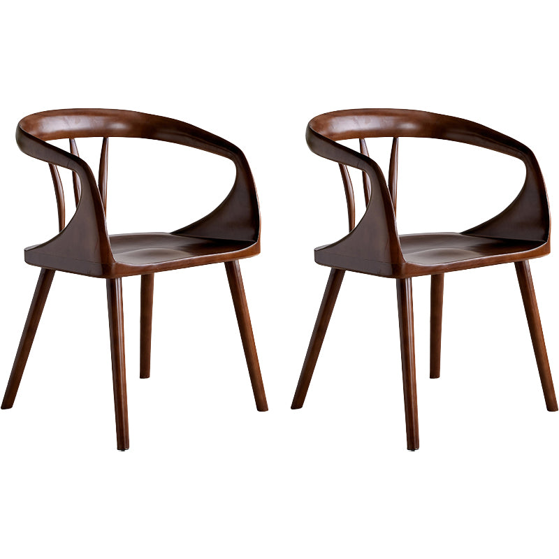 Contemporary Style Open Back Solid Wood Dining Arm Chair for Home