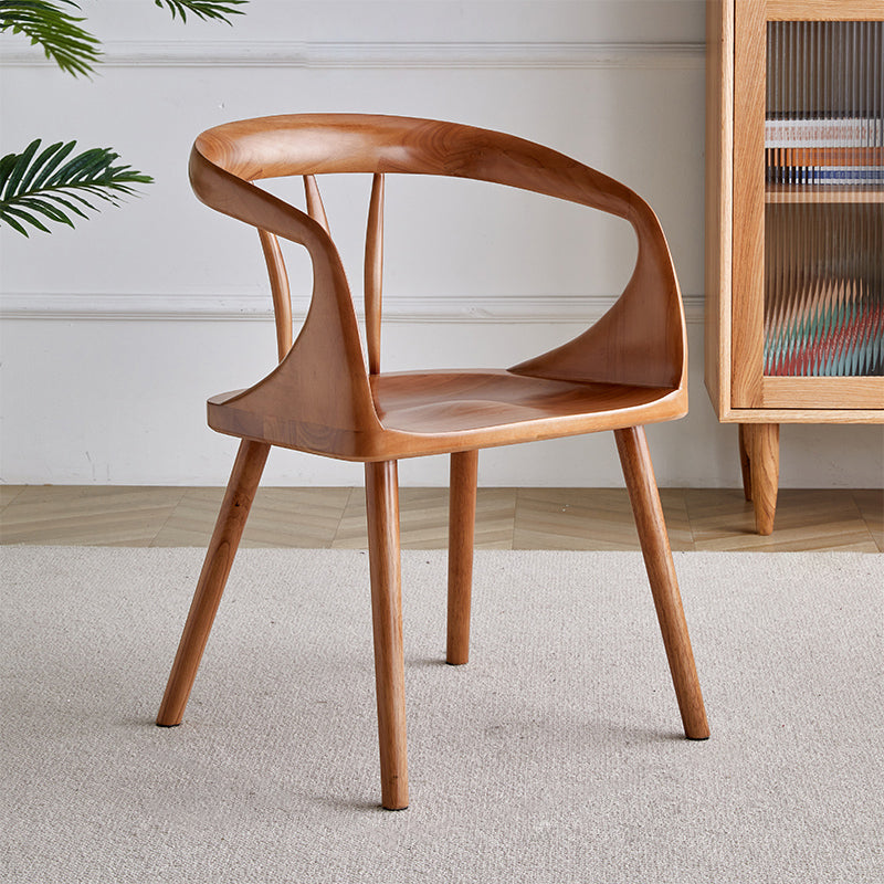 Contemporary Style Open Back Solid Wood Dining Arm Chair for Home