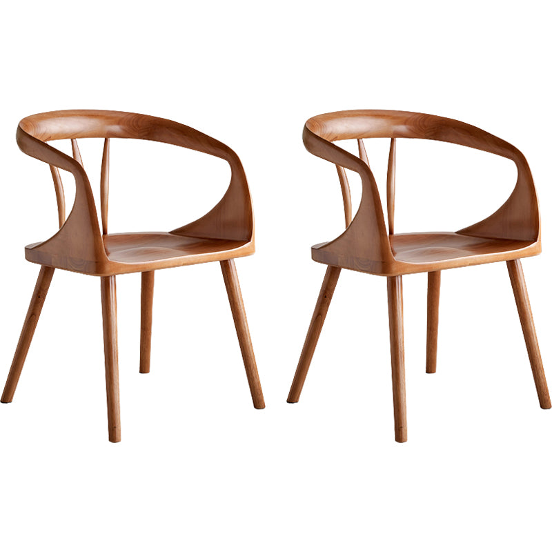 Contemporary Style Open Back Solid Wood Dining Arm Chair for Home