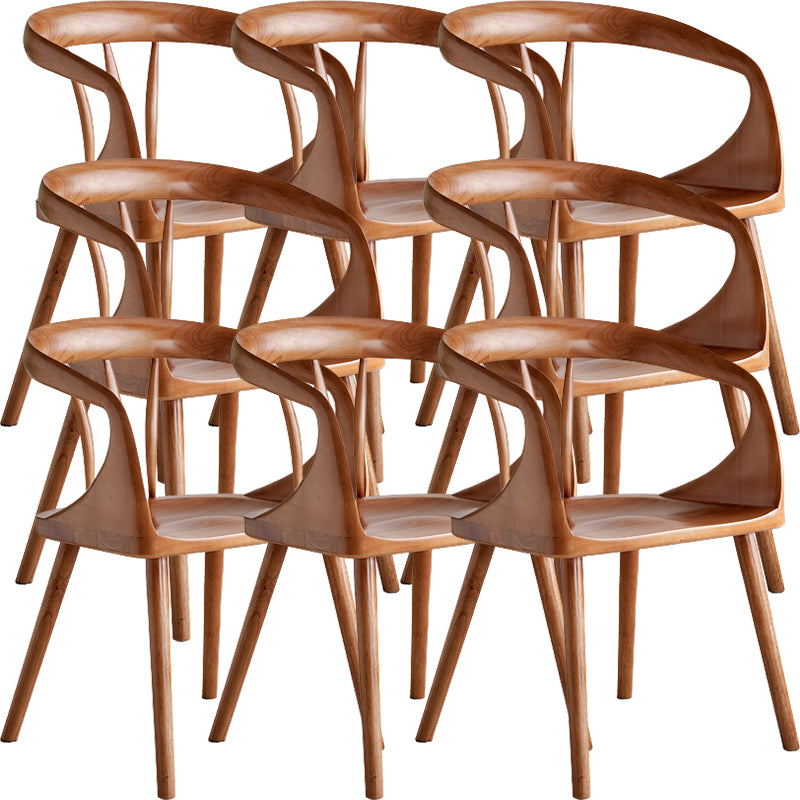 Contemporary Style Open Back Solid Wood Dining Arm Chair for Home