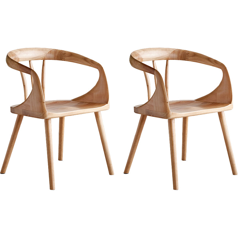 Contemporary Style Open Back Solid Wood Dining Arm Chair for Home