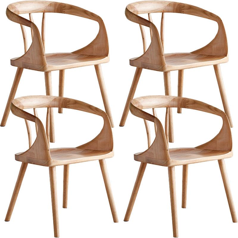 Contemporary Style Open Back Solid Wood Dining Arm Chair for Home