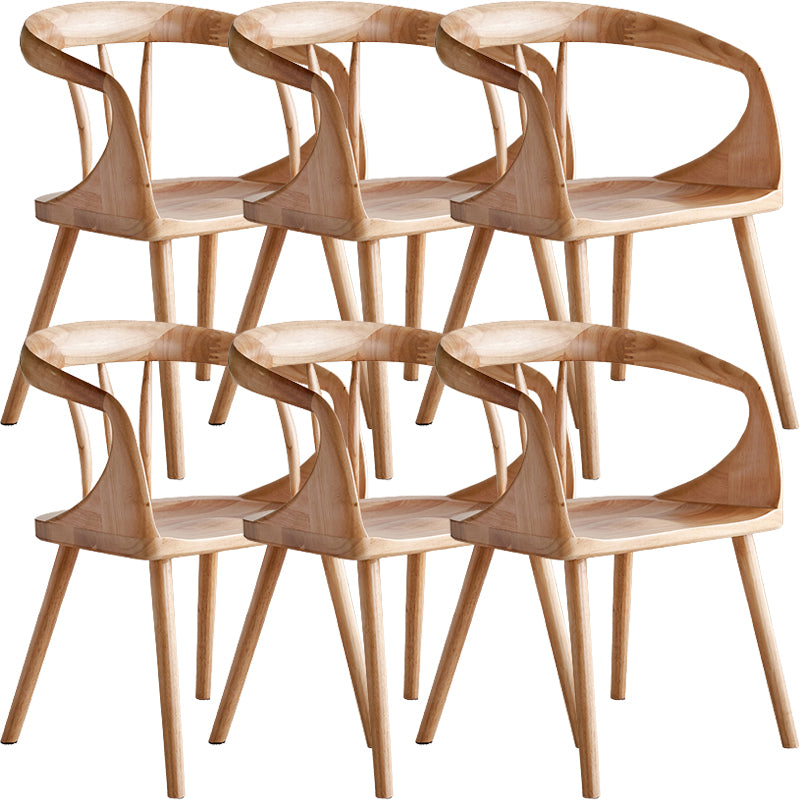 Contemporary Style Open Back Solid Wood Dining Arm Chair for Home