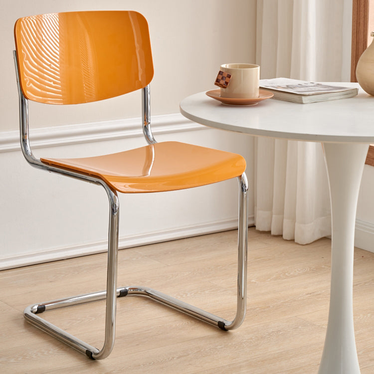 Contemporary Dining Room Silver Leg Open Back Armless Dining Chair