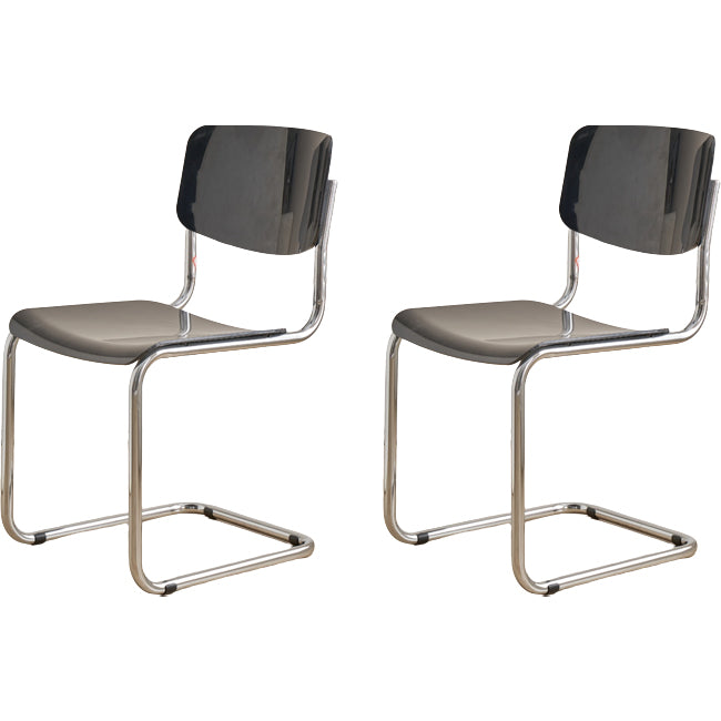 Contemporary Dining Room Silver Leg Open Back Armless Dining Chair