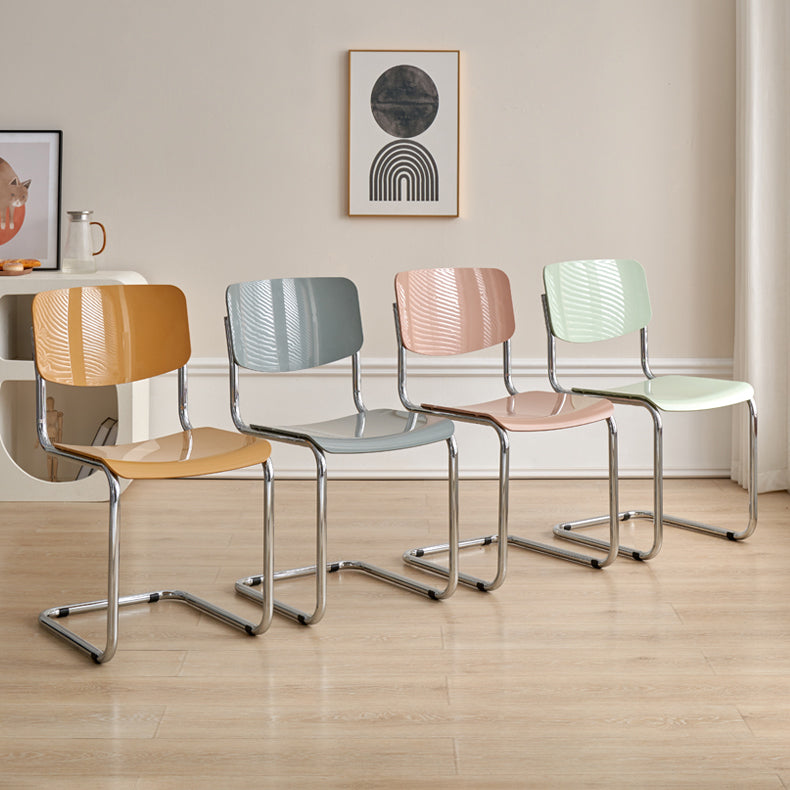 Contemporary Dining Room Silver Leg Open Back Armless Dining Chair