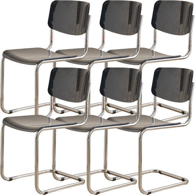 Contemporary Dining Room Silver Leg Open Back Armless Dining Chair