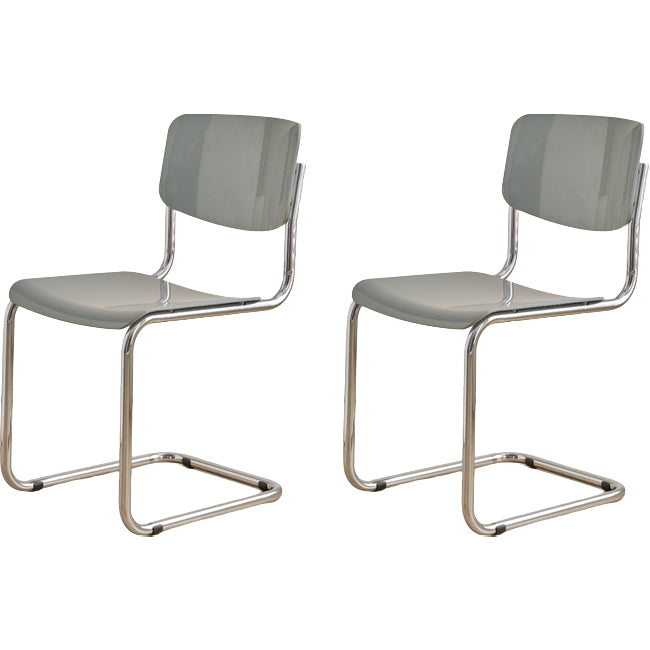Contemporary Dining Room Silver Leg Open Back Armless Dining Chair