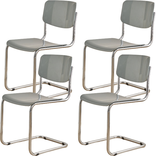 Contemporary Dining Room Silver Leg Open Back Armless Dining Chair