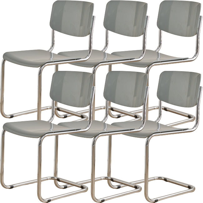 Contemporary Dining Room Silver Leg Open Back Armless Dining Chair