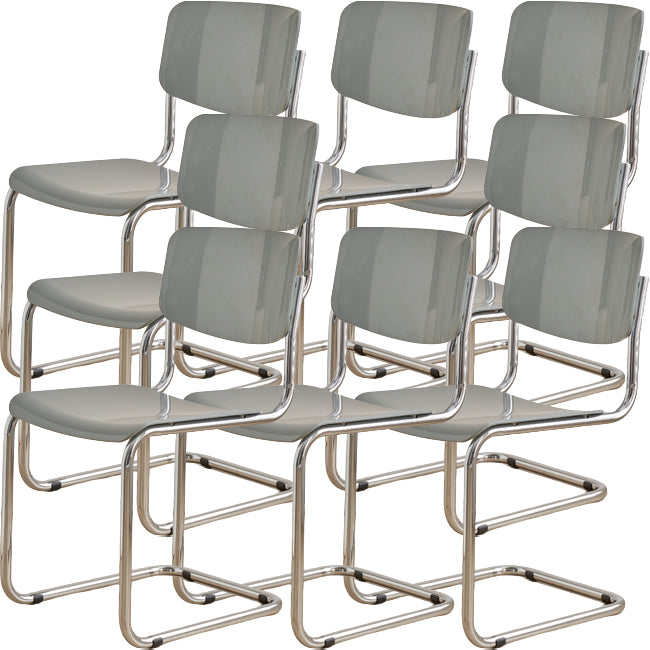 Contemporary Dining Room Silver Leg Open Back Armless Dining Chair