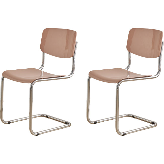 Contemporary Dining Room Silver Leg Open Back Armless Dining Chair