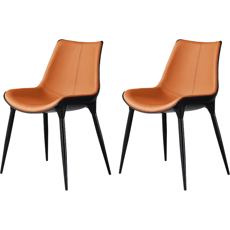 Contemporary Indoor Faux Leather Armless Upholstered Parsons Dining Chair