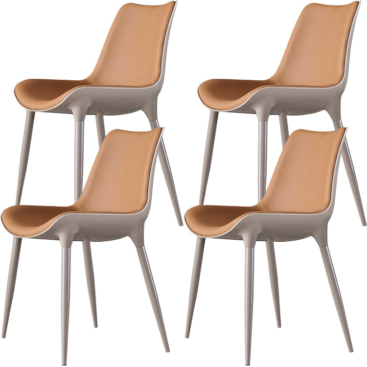 Contemporary Indoor Faux Leather Armless Upholstered Parsons Dining Chair