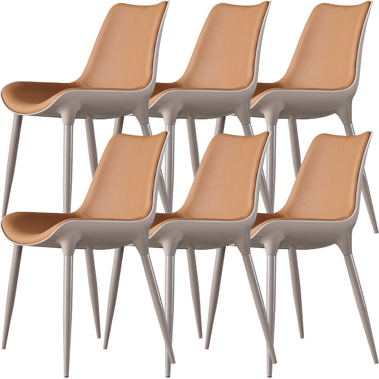 Contemporary Indoor Faux Leather Armless Upholstered Parsons Dining Chair