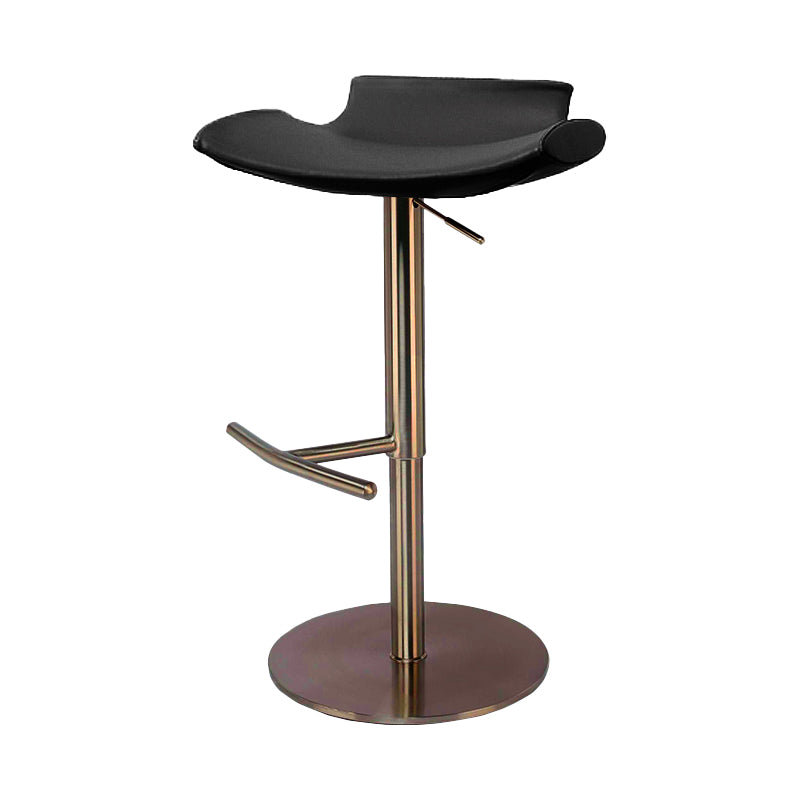 Contemporary Adjustable Backless Counter High Stool with Leather Cushion